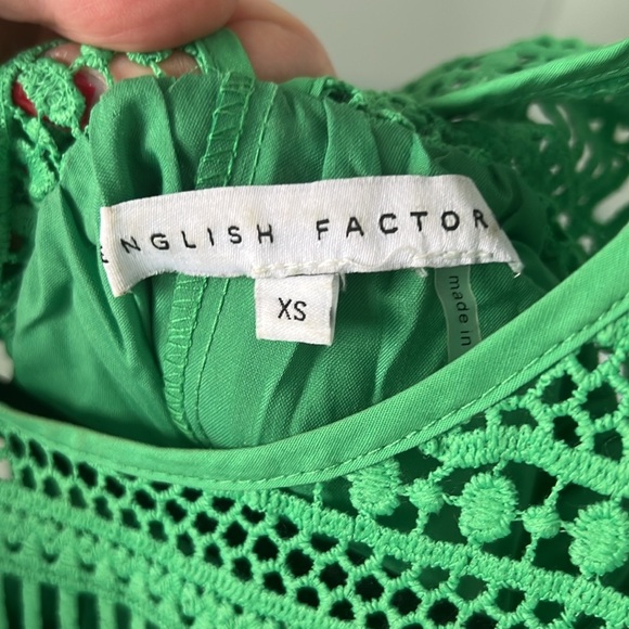 English Factory Green Mini Flutter Sleeve Dress sz XS - Picture 4 of 5